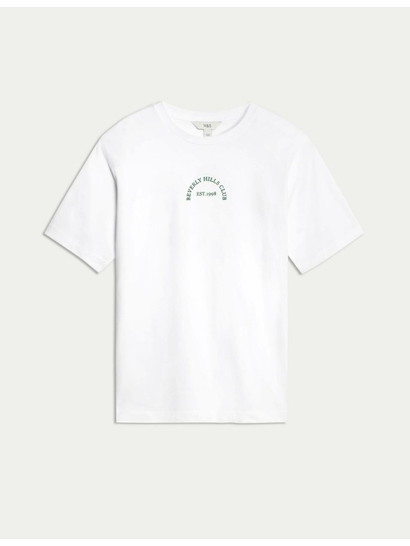 Marks & Spencer Majica iz čiste bombaže s teksturo, normalen kroj Marks & Spencer bela