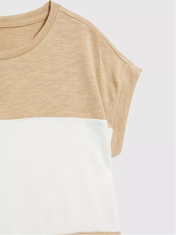 Moodo Bela in bež ženska črtasta majica Moodo