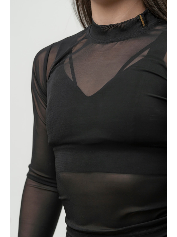 Nebbia NEBBIA Ženska majica z dolgimi rokavi INTENSE Sheer 847 Gold Nebbia