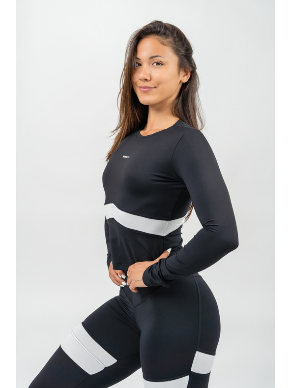 Nebbia Črna majica z dolgimi rokavi TRUE HERO 242