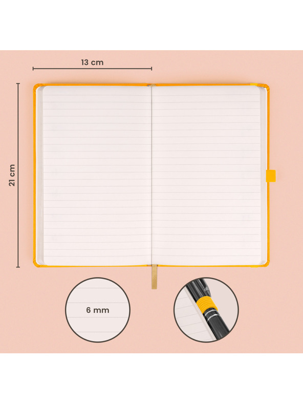 NOTIQUE NOTIQUE Notes Rumena, podložena, 13 x 21 cm
