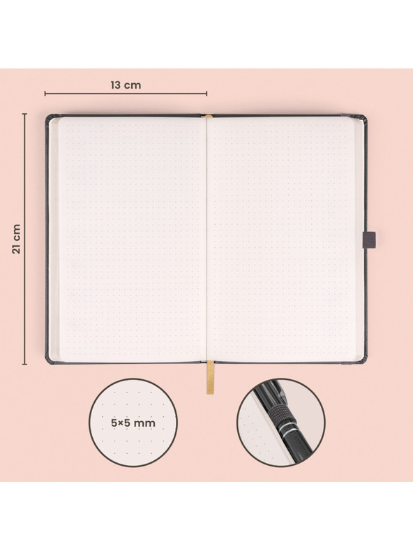 NOTIQUE NOTIQUE Notes Siva, pikčasta, 13 x 21 cm BAAGL