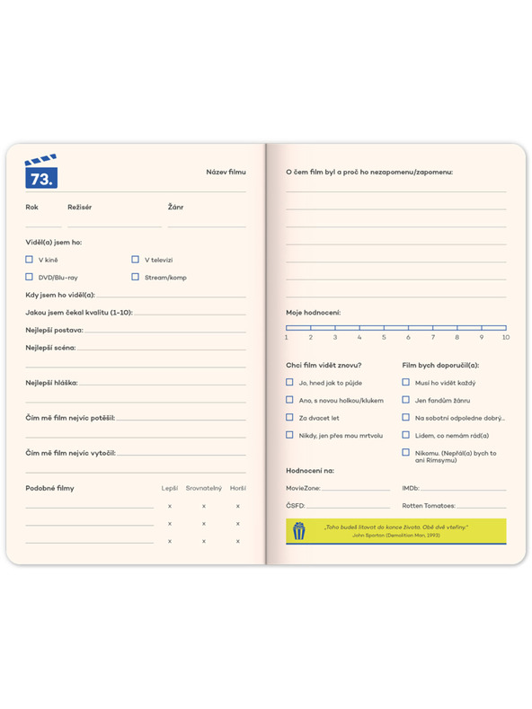 NOTIQUE NOTIQUE Notes beležnica Film Eater, 13 x 21 cm