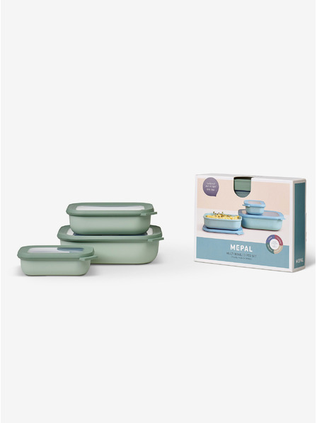Mepal Komplet treh posod v svetlo zeleni barvi Mepal Cirqula Rectangular 500 +1000 +2000 ml