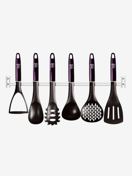 Berlingerhaus Kuhinjski pripomočki s stenskim držalom 7 kosov Purple Eclipse Collection BERLINGERHAUS