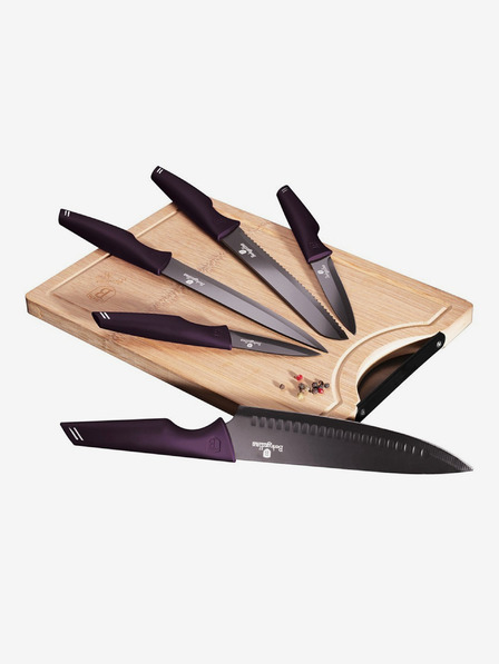 Berlingerhaus Set nožev z neprijemljivo površino + deska BERLINGERHAUS Purple Eclipse Collection (6 kosov)