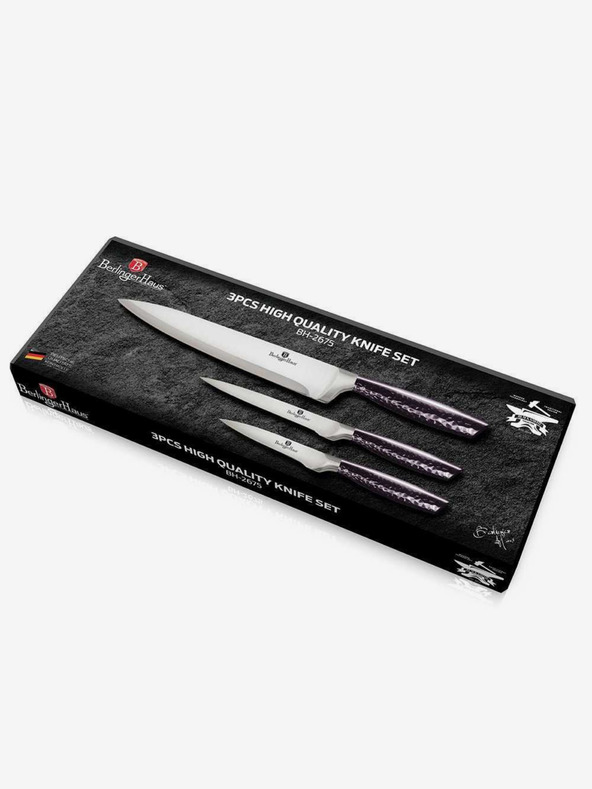 Berlingerhaus Komplet treh nožev iz nerjavečega jekla BERLINGERHAUS Purple Eclipse Collection