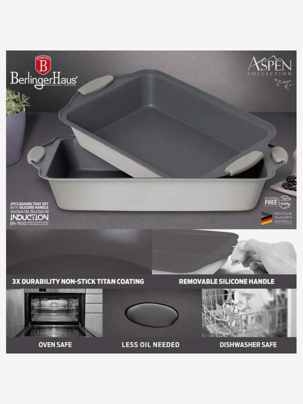Berlingerhaus Pladenj za peko s titanovo neprijemljivo površino set 2 Aspen Collection BERLINGERHAUS