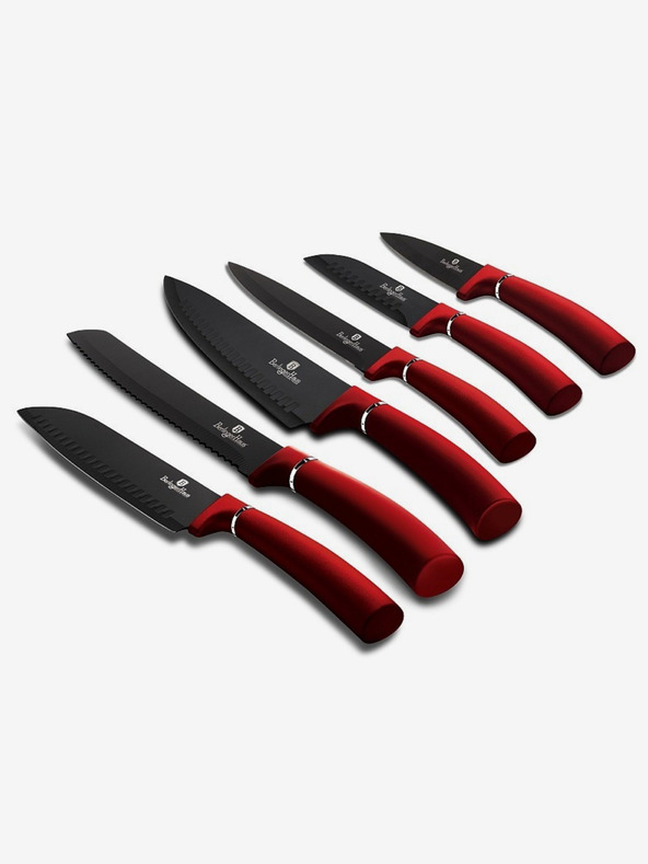 Berlingerhaus BERLINGERHAUS Burgundy Metallic Line komplet šestih nožev s površino proti prijemanju