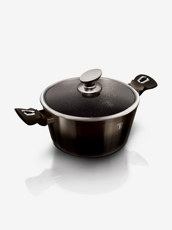 Berlingerhaus Kozarec z marmornato površino 20 cm Shiny Black Collection 2 pokrova BERLINGERHAUS