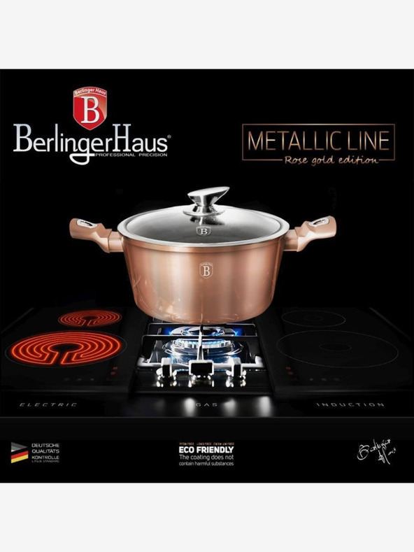 Berlingerhaus Kozica z marmornim povoršjem in pokrovom 24 cm Rosegold Metallic Line BERLINGERHAUS