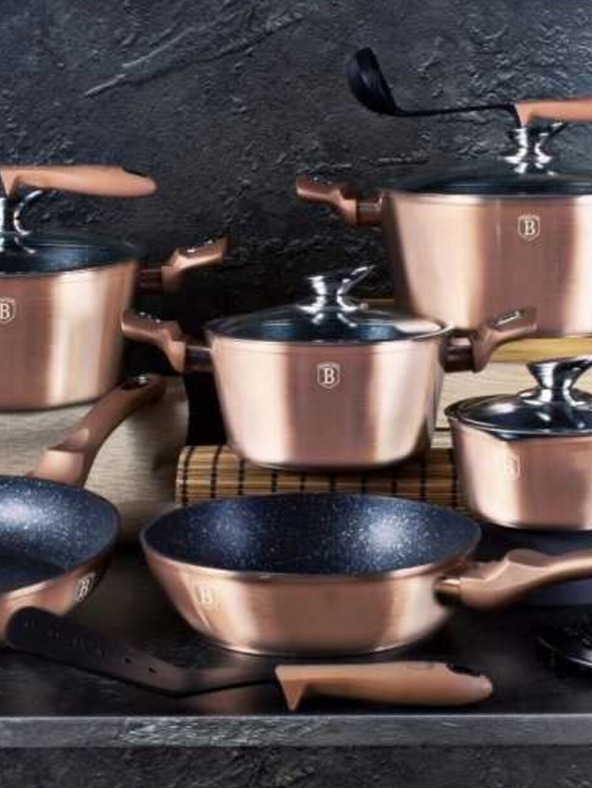 Berlingerhaus Posoda z marmorno površino in pokrovom 30 cm Rosegold Metallic Line BERLINGERHAUS