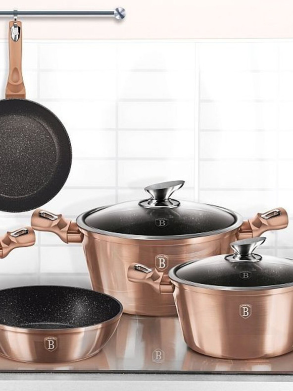 Berlingerhaus Posoda z marmorno površino in pokrovom 30 cm Rosegold Metallic Line BERLINGERHAUS