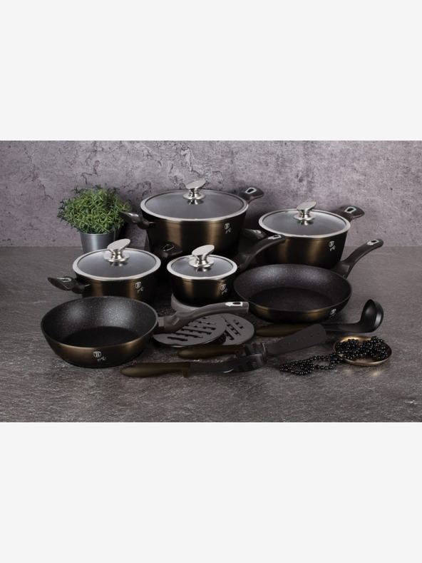 Berlingerhaus Posoda za pečenje z marmornato površino 28 cm Shiny Black Collection 2 pokrova BERLINGERHAUS