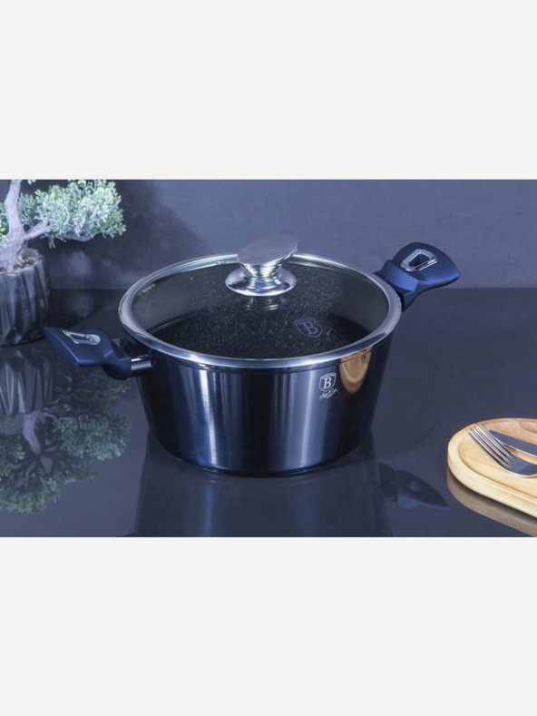 Berlingerhaus Kozica z marmornim povoršjem in pokrovom 24 cm BERLINGERHAUS Metallic Line Aquamarine Edition