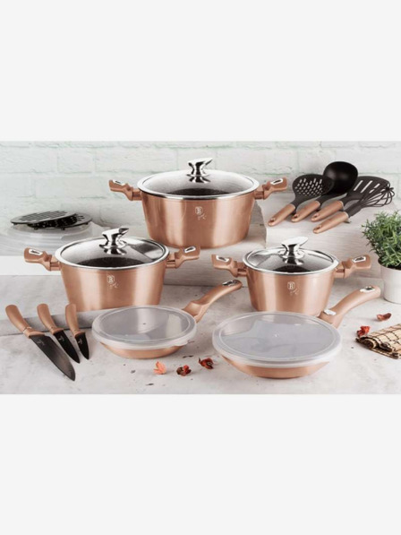 Berlingerhaus Kozarec z marmornato površino in pokrovom 28 cm Rosegold Metallic Line BERLINGERHAUS