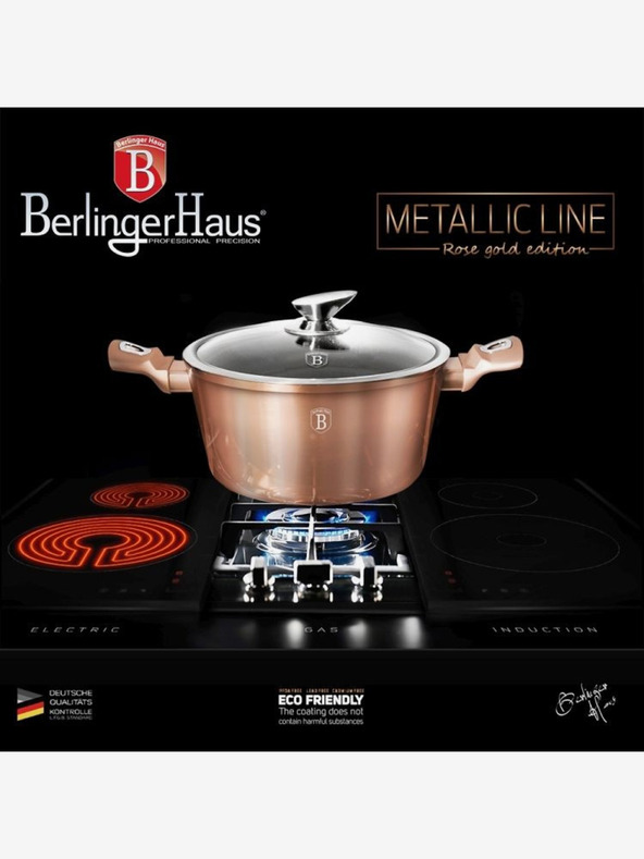 Berlingerhaus Kozarec z marmornato površino in pokrovom 28 cm Rosegold Metallic Line BERLINGERHAUS