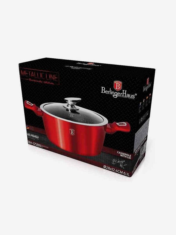 Berlingerhaus Kozica z marmornim povoršjem in pokrovom 28 cm Burgundy Metallic Line BERLINGERHAUS