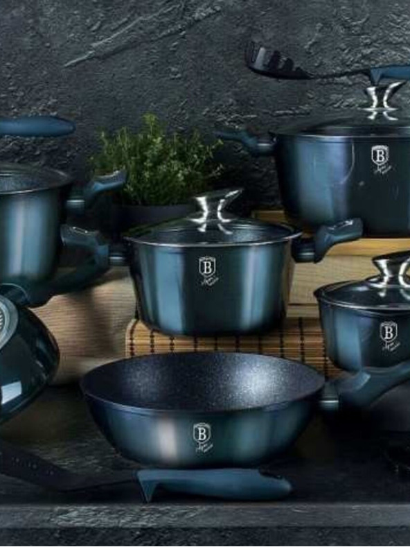 Berlingerhaus Komplet 13 posod Aquamarine Metallic Line BERLINGERHAUS z marmornato površino