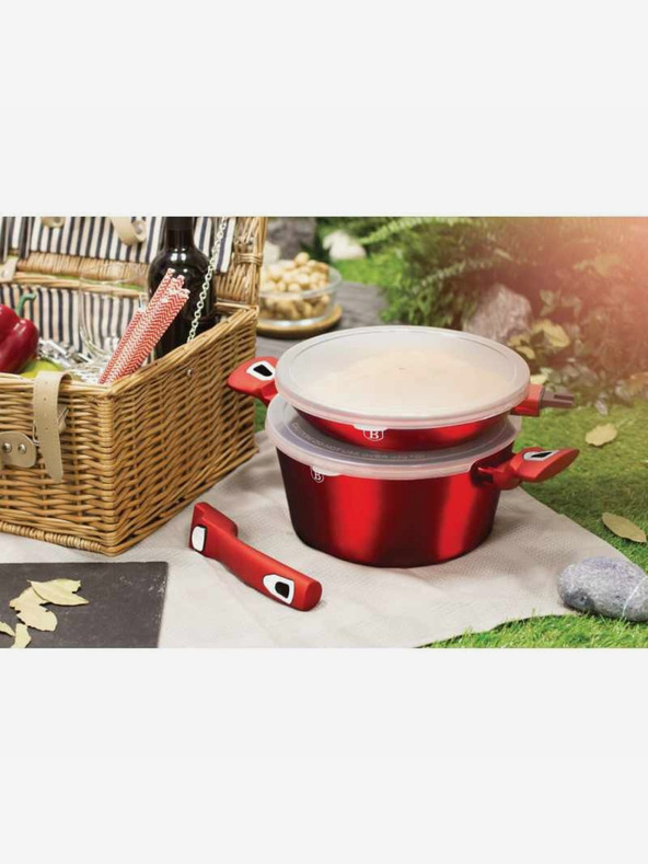 Berlingerhaus Garnitura posode z marmornato površino 22 kosov Burgundy Metallic Line BERLINGERHAUS