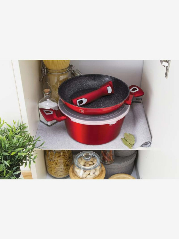 Berlingerhaus Garnitura posode z marmornato površino 22 kosov Burgundy Metallic Line BERLINGERHAUS