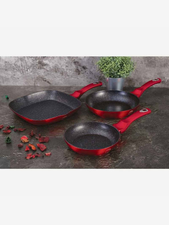 Berlingerhaus Ponev s površino iz marmorja komplet 3 kosov Burgundy Metallic Line BERLINGERHAUS