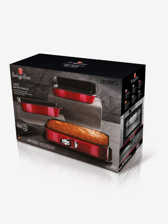Berlingerhaus Komplet pladnjev za peko s titanovo neprijemljivo površino 3 kosi Metallic Line Burgundy Edition BERLINGERHAUS