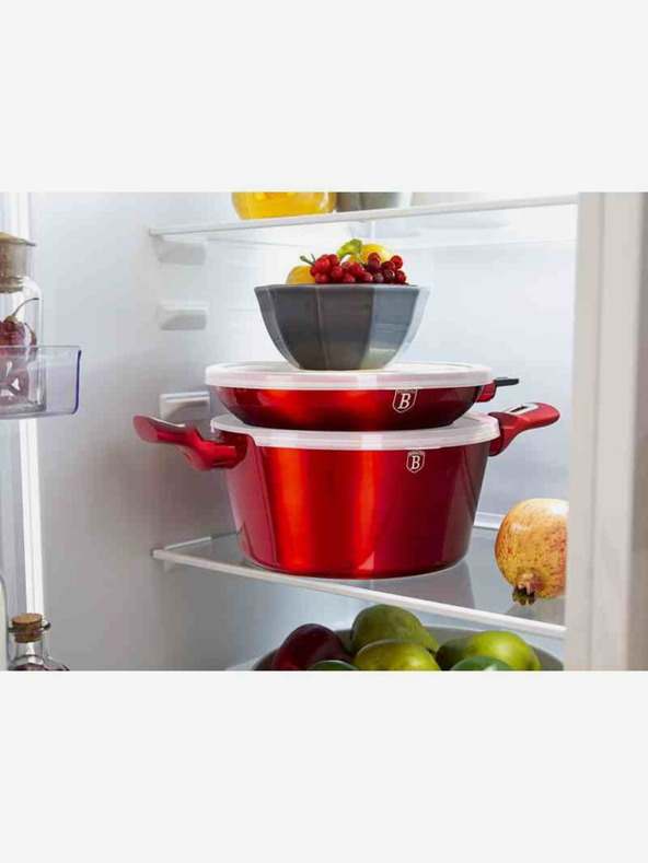 Berlingerhaus Garnitura posode z marmornato površino 18 kosov Burgundy Metallic Line BERLINGERHAUS