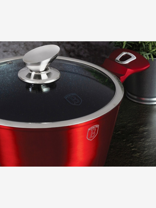 Berlingerhaus Garnitura posode z marmornato površino 18 kosov Burgundy Metallic Line BERLINGERHAUS