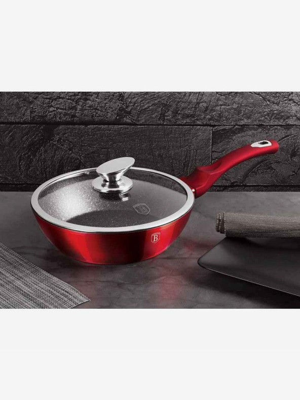 Berlingerhaus Garnitura posode z marmornato površino 18 kosov Burgundy Metallic Line BERLINGERHAUS