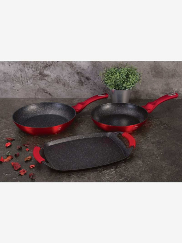 Berlingerhaus Komplet posod z marmornato površino Burgundy Metallic Line BERLINGERHAUS Burgundy Metallic Line