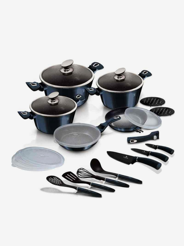 Berlingerhaus Garnitura za kuhanje s površino iz marmorja 22 kosov BERLINGERHAUS Metallic Line Aquamarine Edition