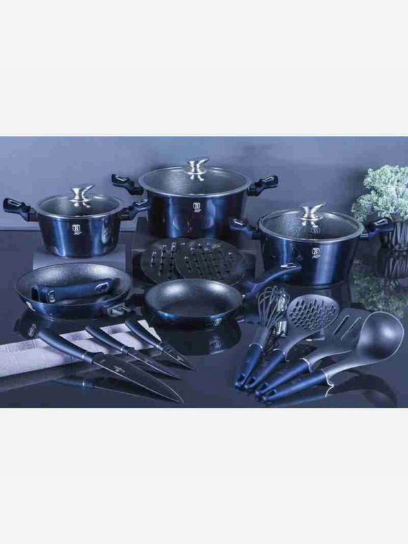 Berlingerhaus Garnitura za kuhanje s površino iz marmorja 22 kosov BERLINGERHAUS Metallic Line Aquamarine Edition