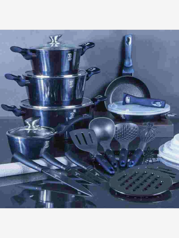 Berlingerhaus Garnitura za kuhanje s površino iz marmorja 22 kosov BERLINGERHAUS Metallic Line Aquamarine Edition