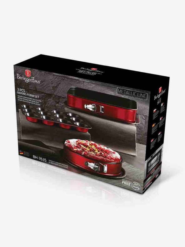 Berlingerhaus Komplet pladnjev za peko s titanovo neprijemljivo površino 3 kosi Metallic Line Burgundy Edition BERLINGERHAUS