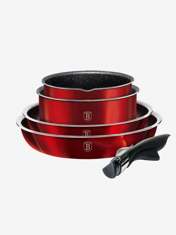Berlingerhaus Komplet posode z odstranljivo ročajem 9 kosov Burgundy Metallic Line BERLINGERHAUS