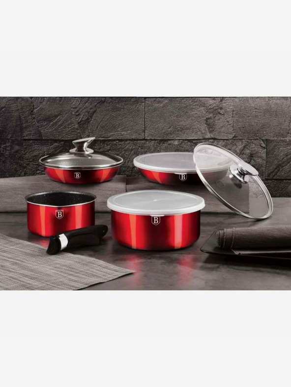 Berlingerhaus Komplet posode z odstranljivo ročajem 9 kosov Burgundy Metallic Line BERLINGERHAUS