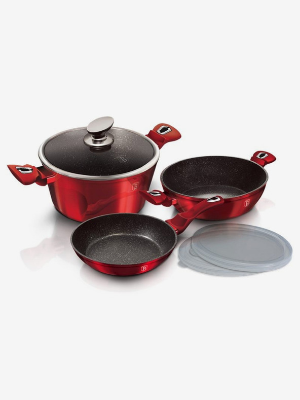 Berlingerhaus Komplet posode z marmornato površino 6 kosov Burgundy Metallic Line BERLINGERHAUS