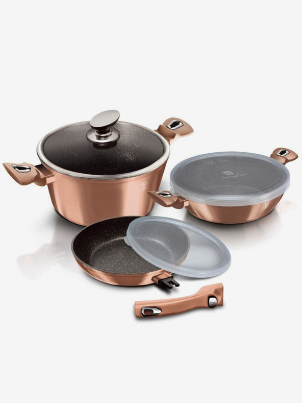 Berlingerhaus Garnitura posode s površino iz marmorja 6 kosov Rosegold Metallic Line BERLINGERHAUS
