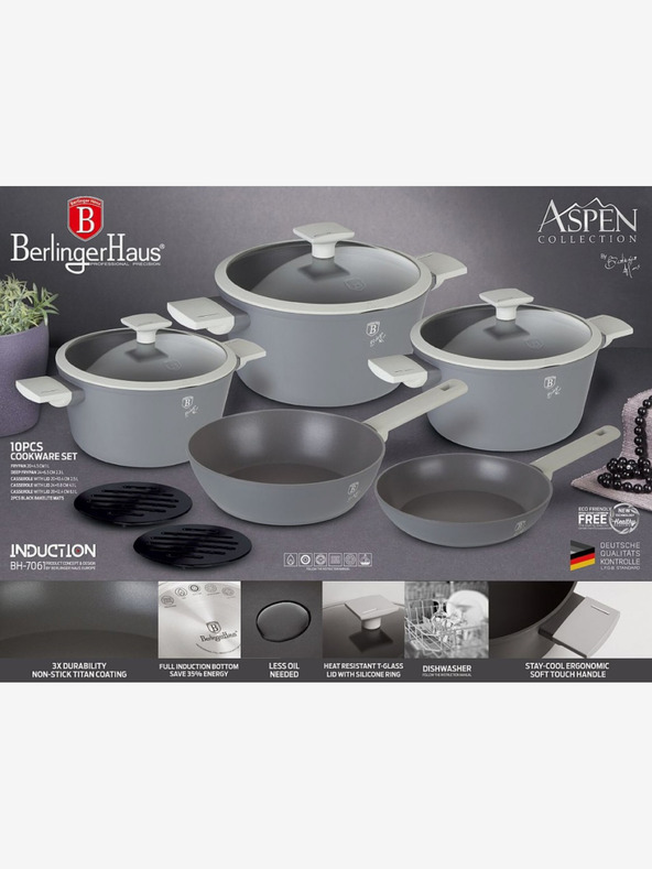 Berlingerhaus Garnitura za kuhanje s površino iz titana, ki se ne prijema, 10 kosov Aspen Collection BERLINGERHAUS