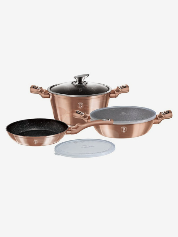 Berlingerhaus Garnitura posode s površino iz marmorja 6 kosov Rosegold Metallic Line BERLINGERHAUS
