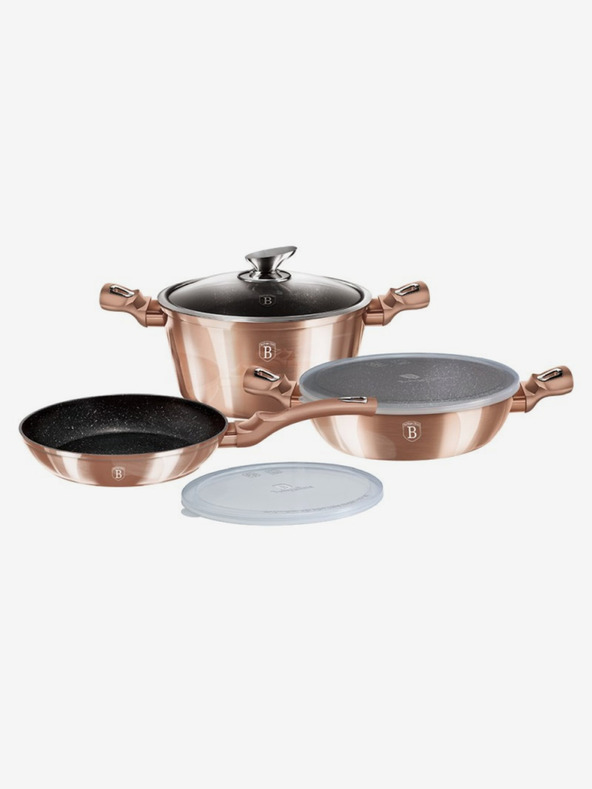 Berlingerhaus Garnitura posode s površino iz marmorja 6 kosov Rosegold Metallic Line BERLINGERHAUS