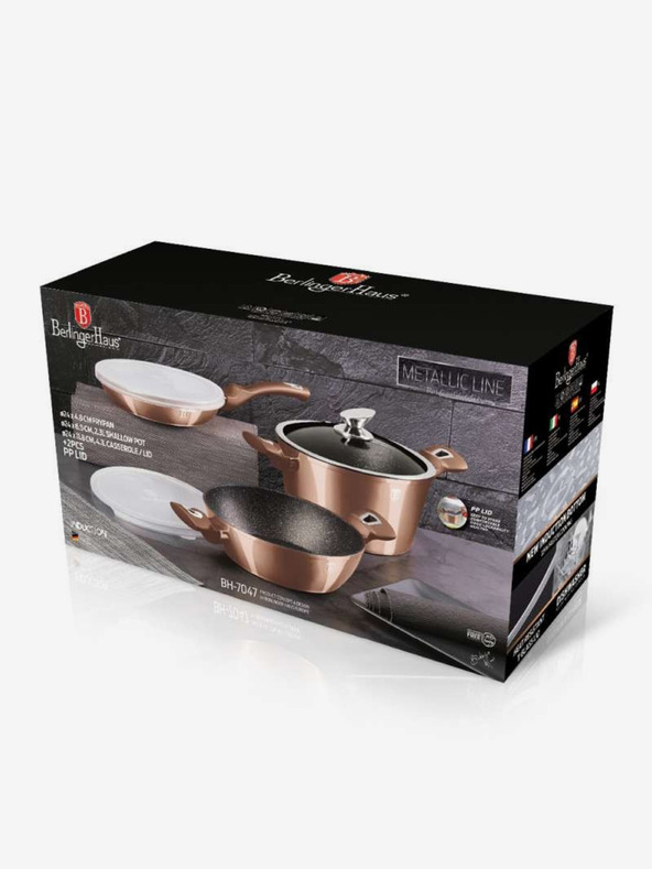 Berlingerhaus Garnitura posode s površino iz marmorja 6 kosov Rosegold Metallic Line BERLINGERHAUS