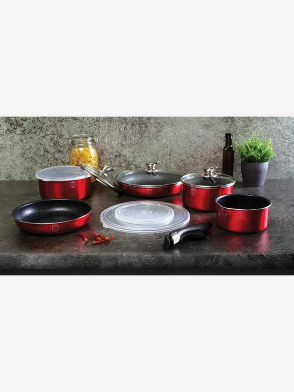 Berlingerhaus Komplet posode z odstranljivo ročajem 12 kosov Burgundy Metallic Line BERLINGERHAUS