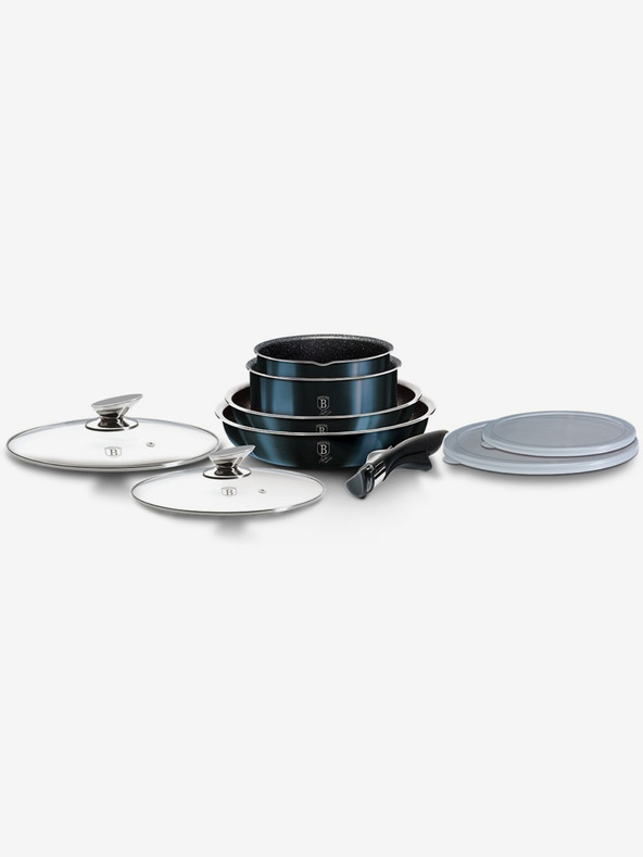 Berlingerhaus Garnitura za kuhanje s snemljivim ročajem 9 kosov Aquamarine Metallic Line BERLINGERHAUS