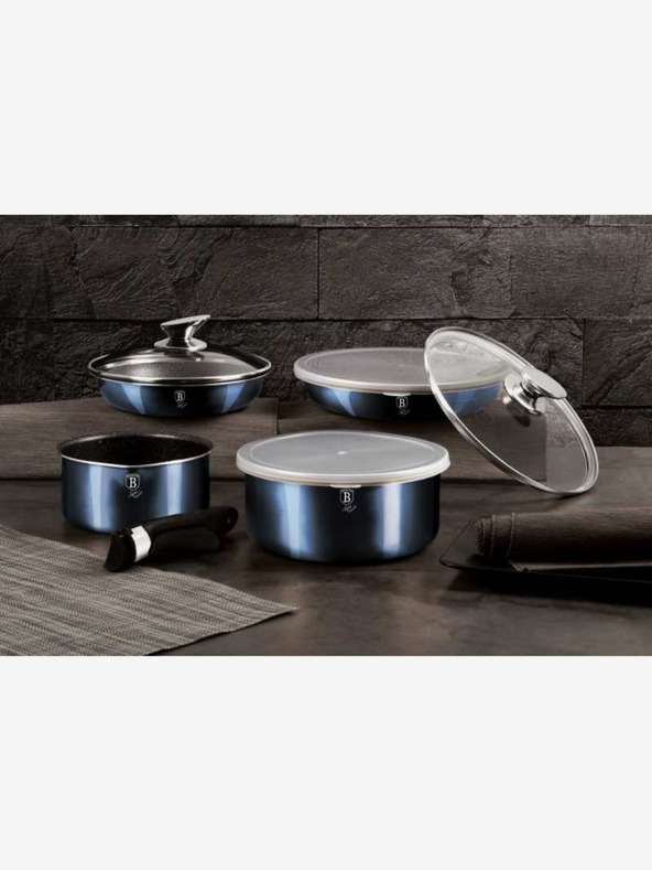 Berlingerhaus Garnitura za kuhanje s snemljivim ročajem 9 kosov Aquamarine Metallic Line BERLINGERHAUS