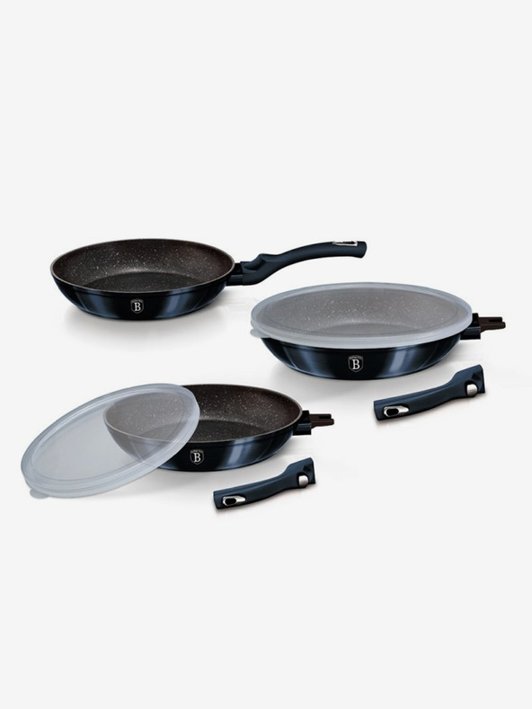 Berlingerhaus Garnitura treh ponvic s snemljivim ročajem 5 kosov BERLINGERHAUS Aquamarine Metallic Line