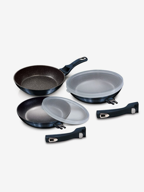 Berlingerhaus Garnitura treh ponvic s snemljivim ročajem 5 kosov BERLINGERHAUS Aquamarine Metallic Line