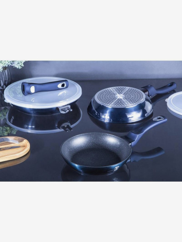 Berlingerhaus Garnitura treh ponvic s snemljivim ročajem 5 kosov BERLINGERHAUS Aquamarine Metallic Line