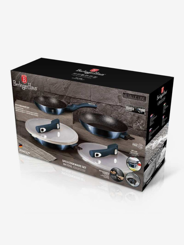 Berlingerhaus Garnitura treh ponvic s snemljivim ročajem 5 kosov BERLINGERHAUS Aquamarine Metallic Line